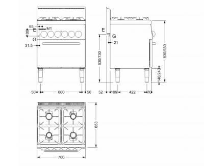 Плита газовая Mareno C6FES7G